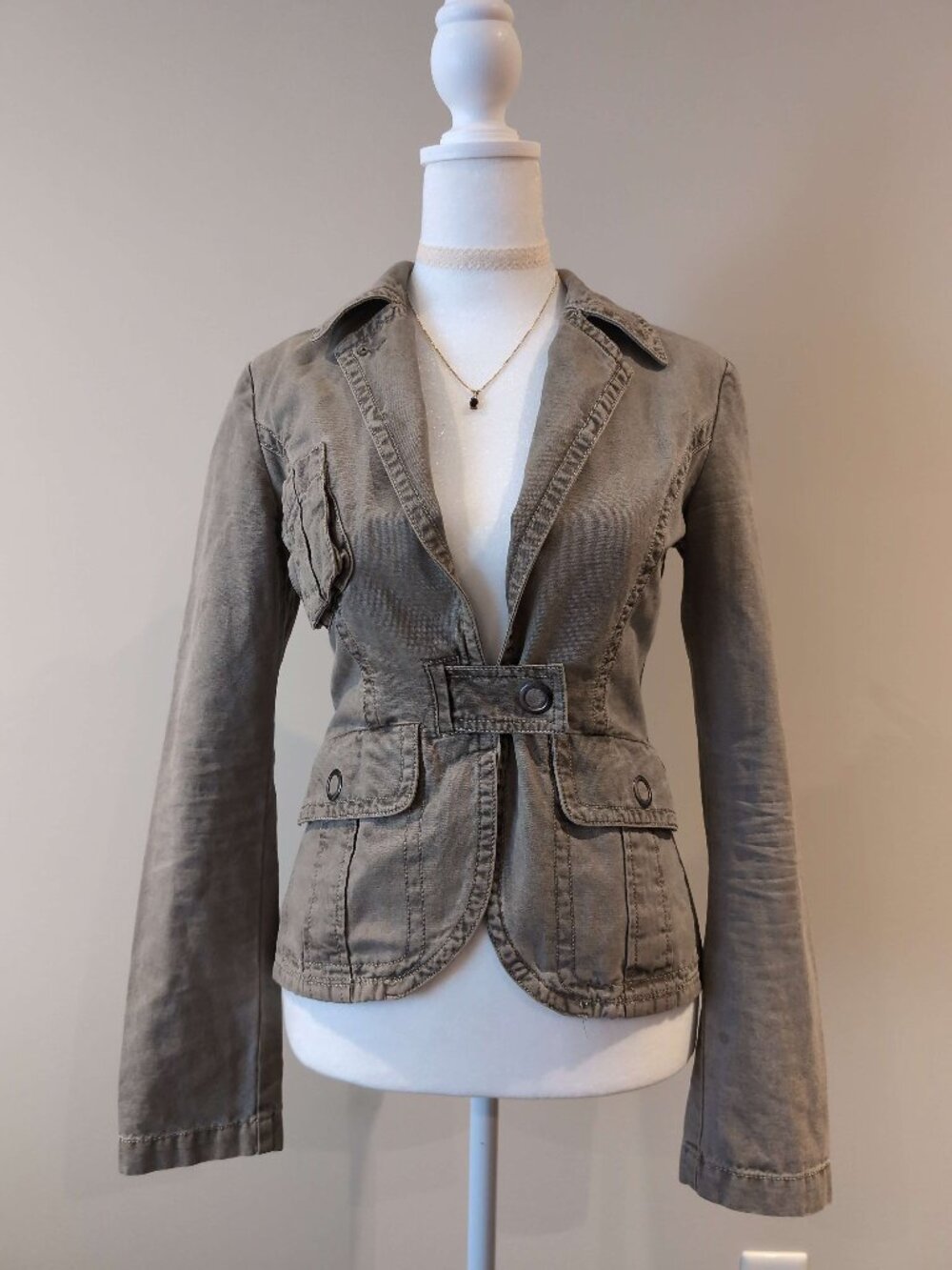 Vintage 100% Cotton Y2K Utility Blazer Jacket